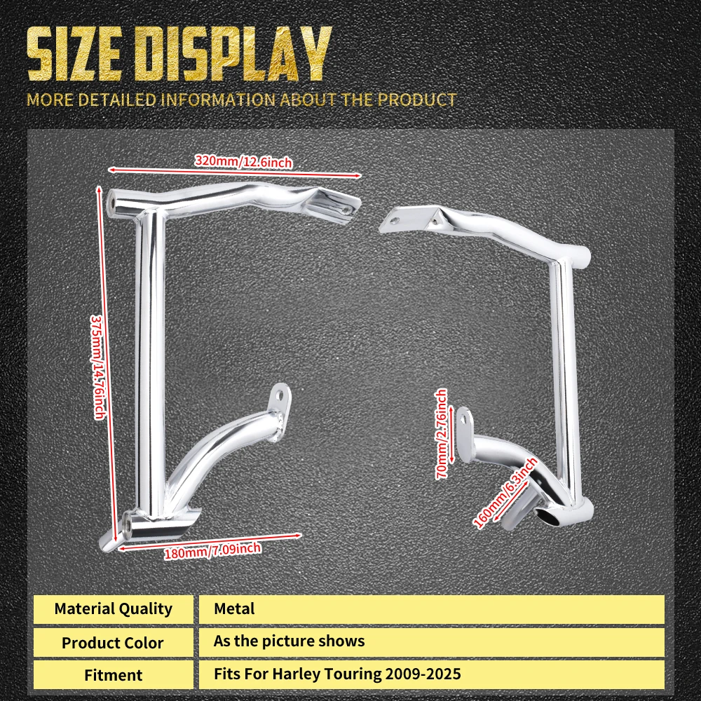 Motorcycle Saddlebags Crash Bars Guards Bumpers Rear Rails Bracket For Harley Touring Road King Electra Street Glide Ultra 09-25