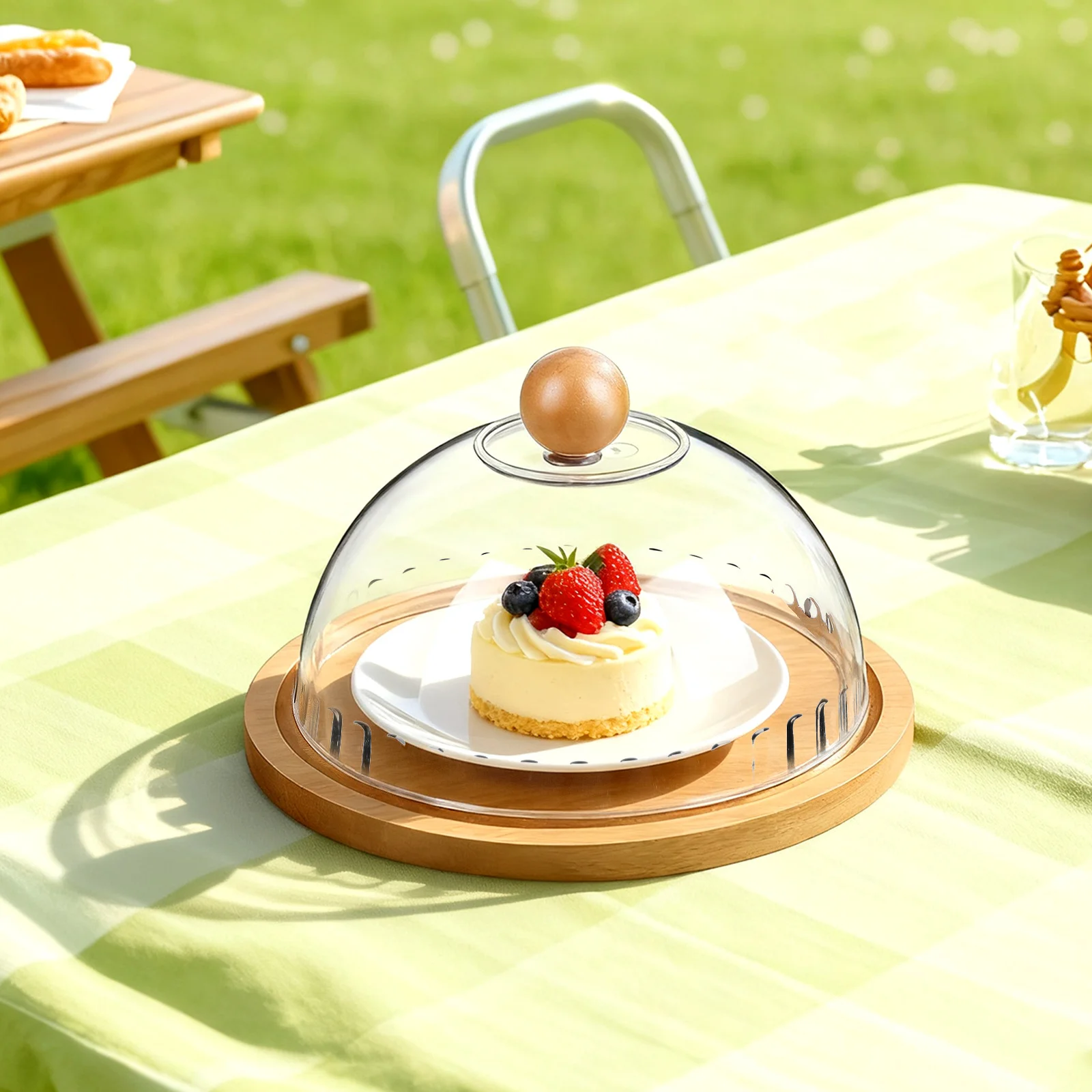

Glass Dome Cover Butter Dish with Lid for Cream Cheese Cake Dessert Fruit Display Server Tray Kitchen Organization