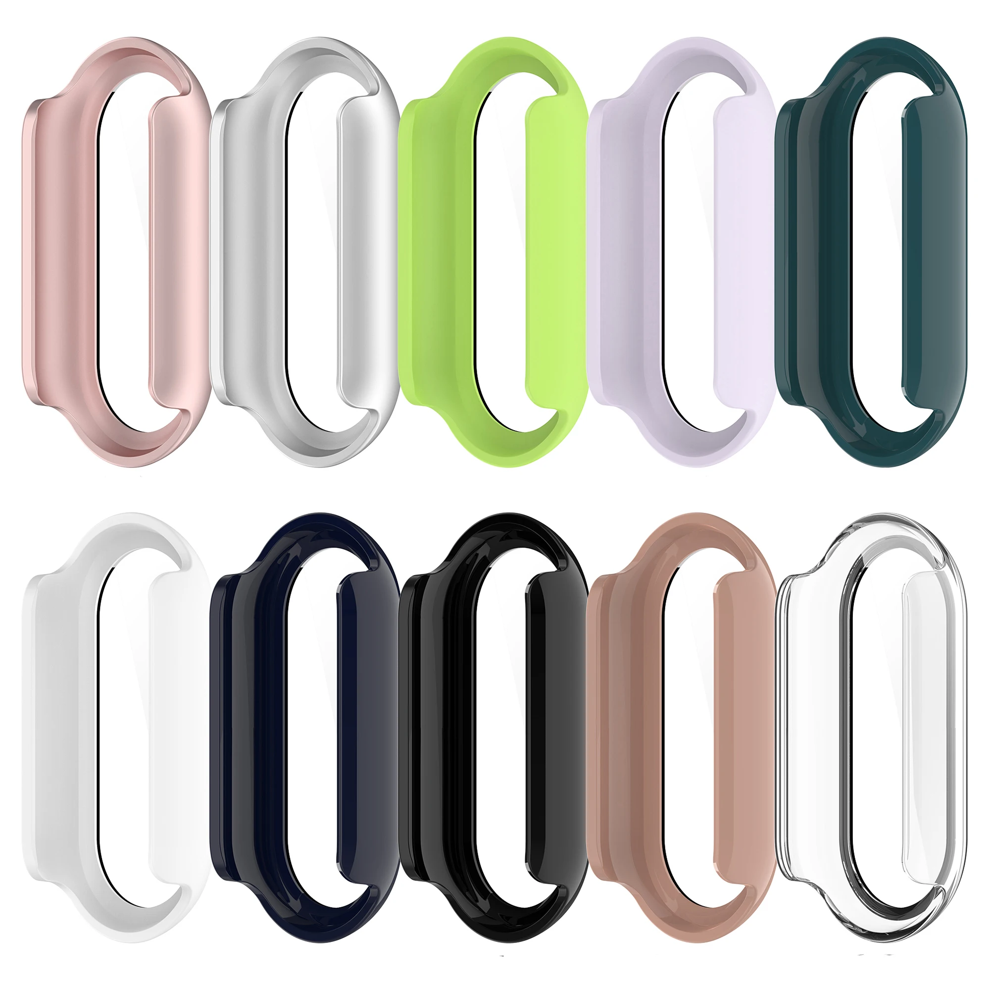 PC+Glass Protective Case For Xiaomi Mi Band 10 9 8 NFC Full Screen Protector Shell Bumper Cover