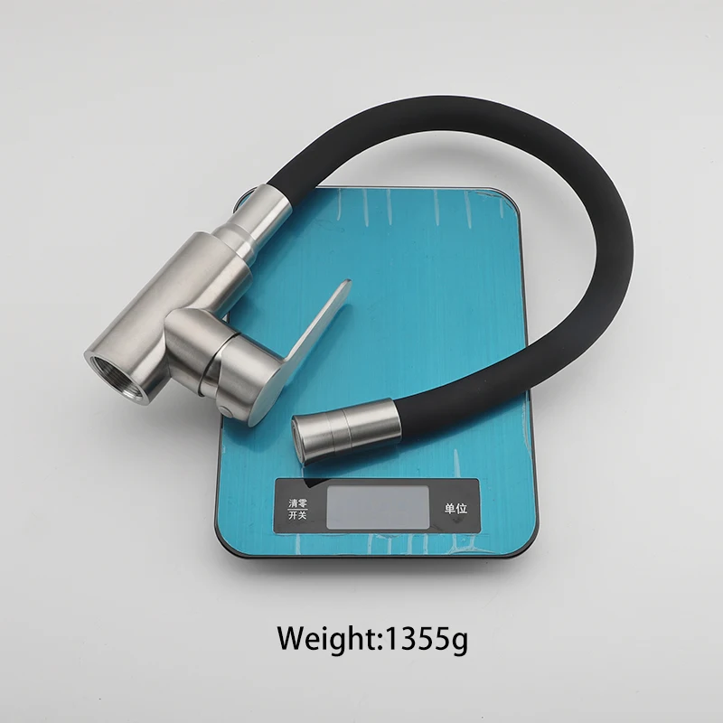 ULA خرطوم مرن صنبور المطبخ وعاء من الستانليس ستيل الأسود بالوعة المطبخ صنبور الماء الساخن البارد صنبور حوض خلاط وسائط مزدوجة فوهة #4