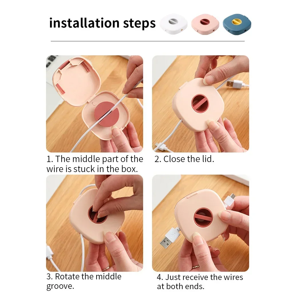 Portable Round USB Wire Winder - Compact Rotary Data Wire Organizer, Ideal for Mobile Phone Charging Cables