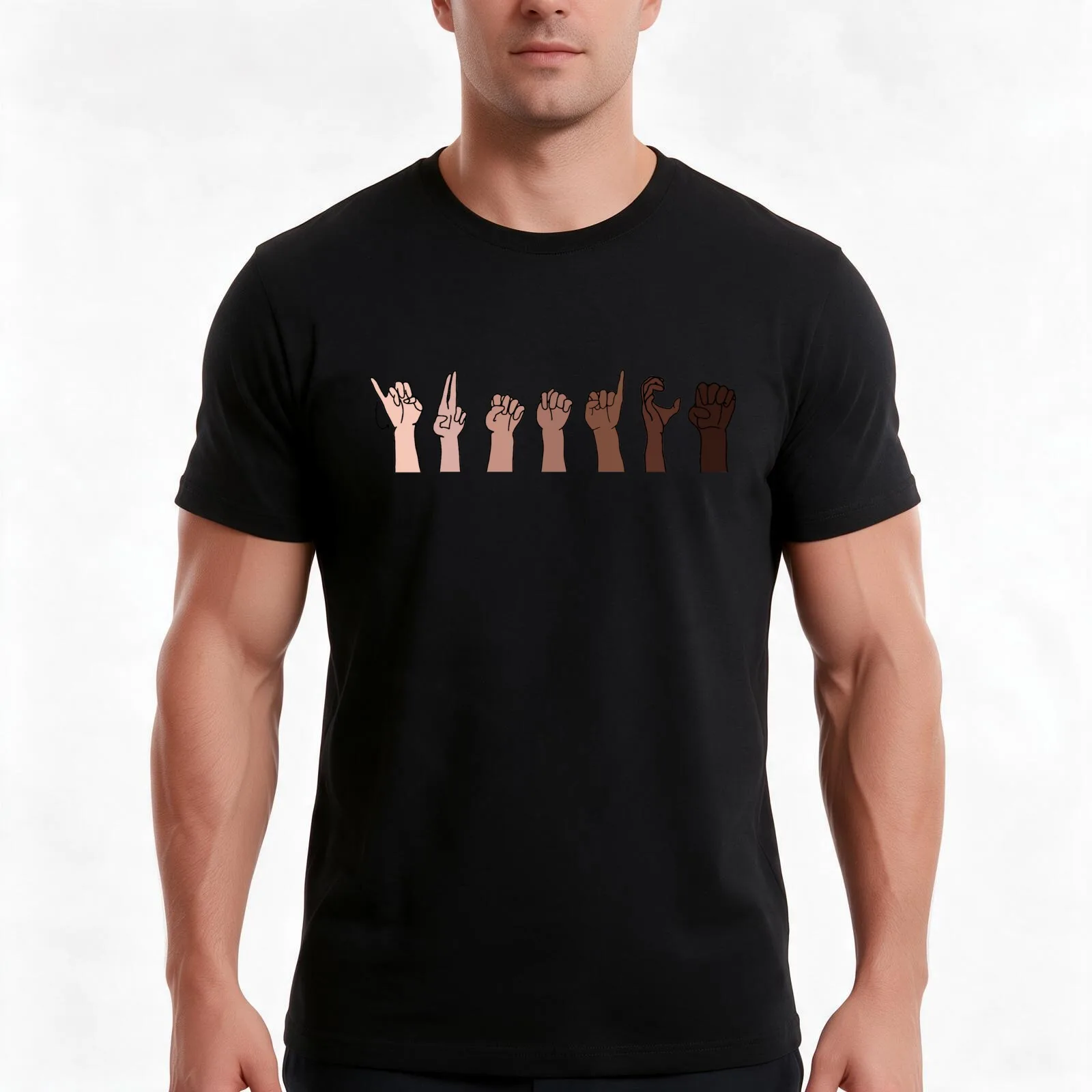 Justice - Sign Language ASL T-Shirt Summer Casual Cotton Tee Oversized Streetwear Tops Vintage Graphic Print 100% Cotton
