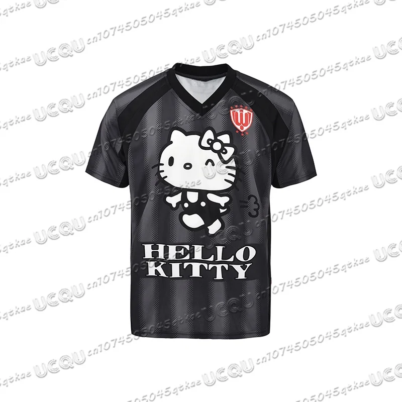 New Hello Kitty Basketball Sports T-shirt Summer Women's Fashion StreetWear V-neck Loose 3D Printed Short Sleeve Y2K Casual Top