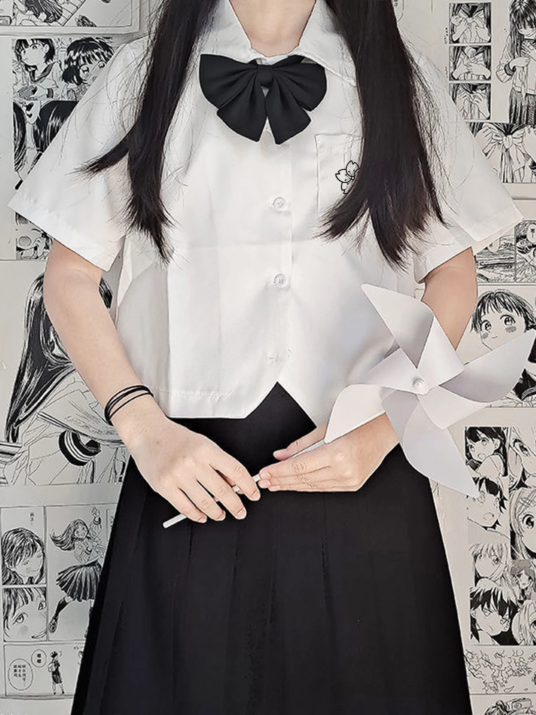 الأبيض ort Sve irt JK orm Sle بلوزة صيفية صغيرة الحجم للمدرسة orm منقوشة تنورة مجموعة سيدة تخفيف Sle