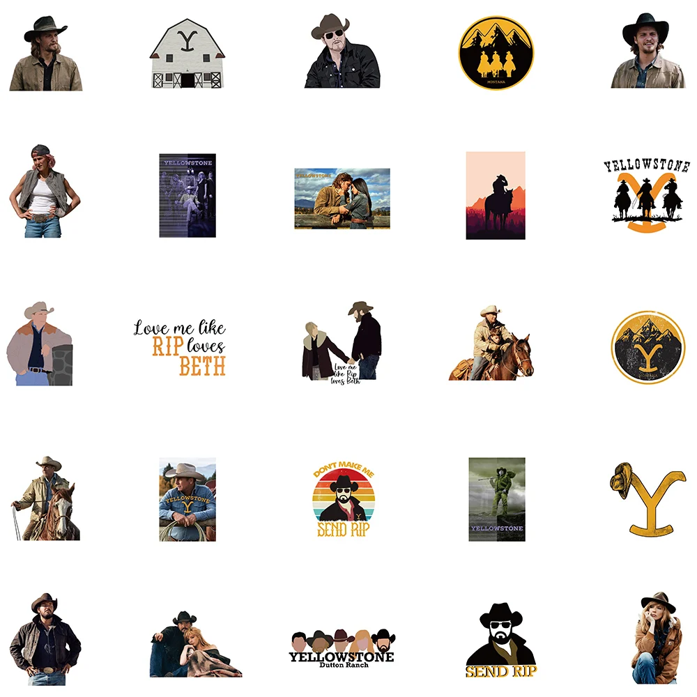 50pcs American Hot TV Yellowstone Season Show Stickers Laptop Luggage Guitar Skateboard Fridge Scrapbook Graffiti Sticker