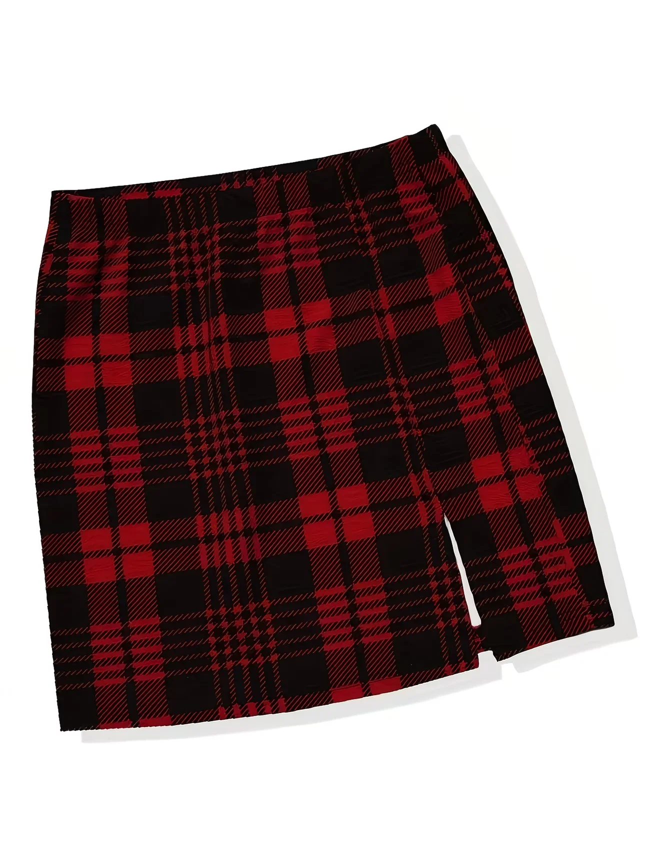 Casual Plaid Split Bodycon Skirt for Women Spring Summer Plaid Split Mini Skirt After Shipment