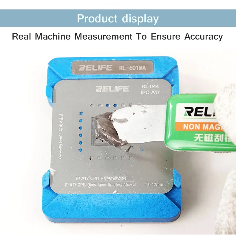 RELIFE RL-601MA 10 in 1 CPU Reballing Stencil Kit for IP6~15 ProMax A8-A17 High Precision Positioning Tin Planting Platform Set