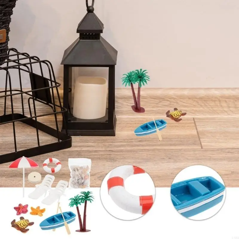 Miniatur -Strandzubehör für 1/12 Puppenhaus Küste Themenszenendekoration L8RB