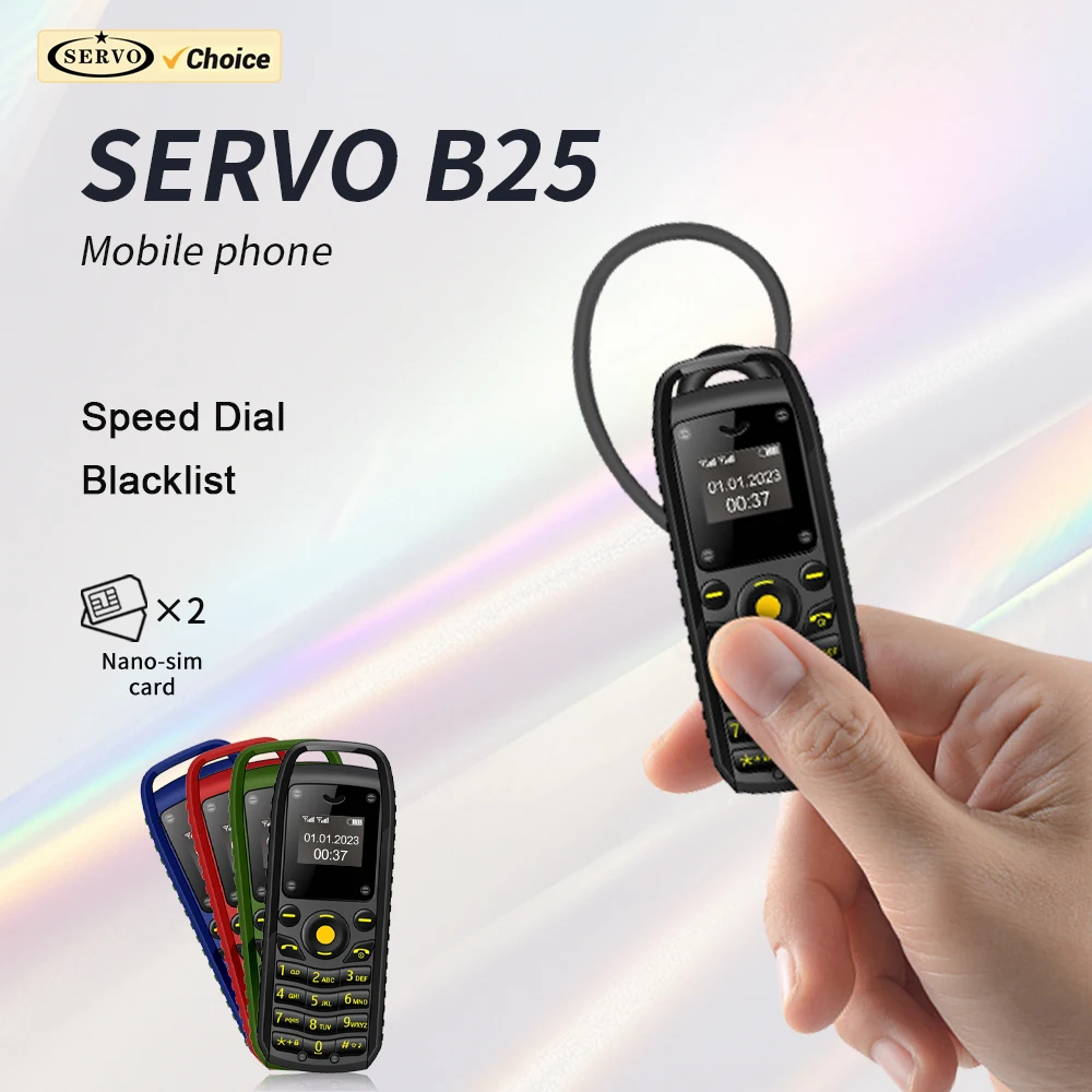 SERVO B25 Mini Feature Mobile Phone Sync Music Magic Voice Multilingual Bluetooth Dialer Dual SIM Standby smallest 2G Cellphone