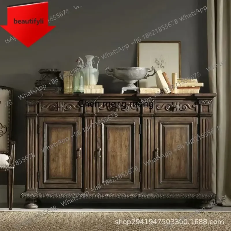 

Американский шкаф для прихожей из массива дерева, винтажный резной трехдверный шкаф для хранения и декора в стиле ретро для виллы