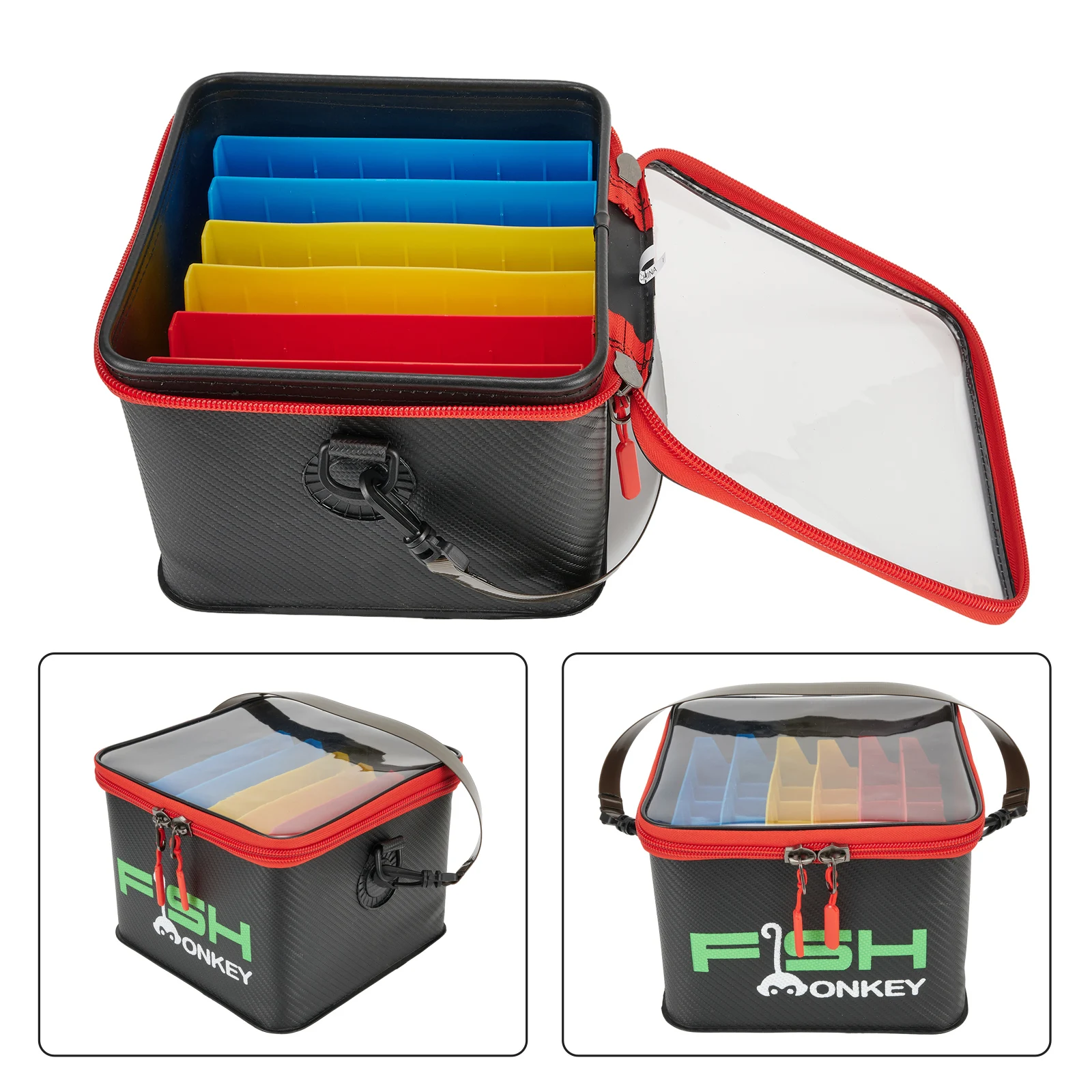 

48 Slot Tackle Bag for Fishing Lures and Squid Jigs EVA Material Clear Lid 6pcs Dividers for Organized Storage