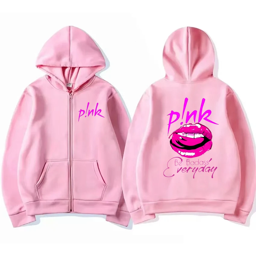 Hot sale P!Nk Pink Summer Carnival 2024 Tour print Zip-up Hoodie Men Women Fashion Y2k Sweatshirt Unisex Fleece Zipper Jacket