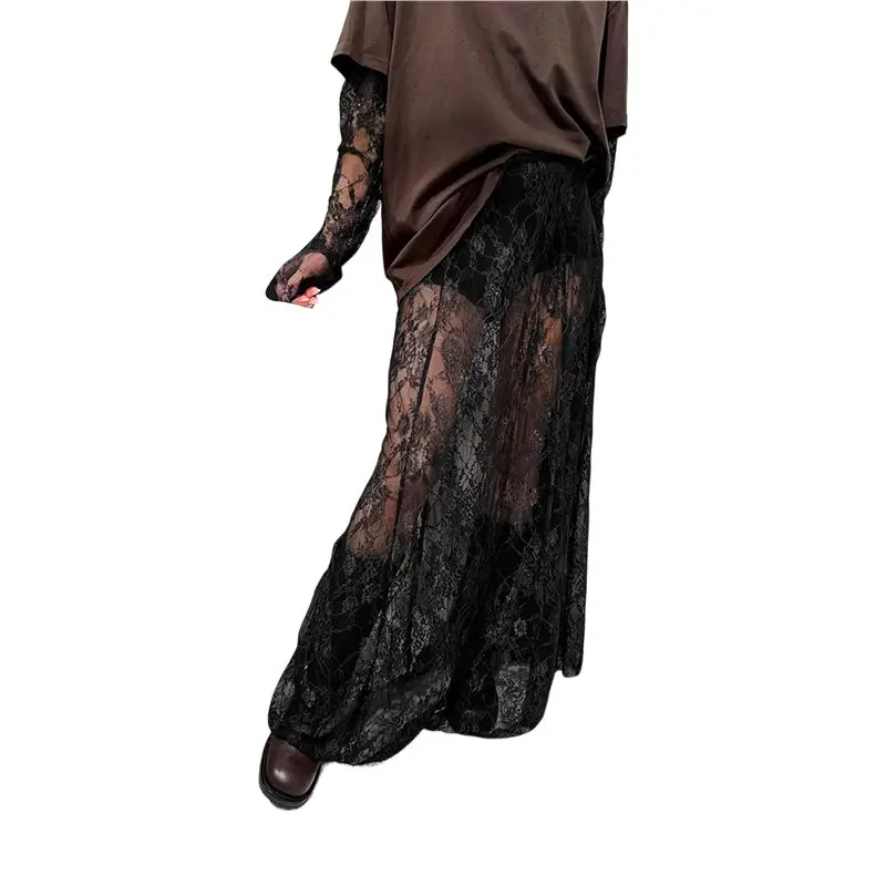 

CYL-Женская длинная юбка с высокой талией и кружевными вставками для летнего пляжного и повседневного образа