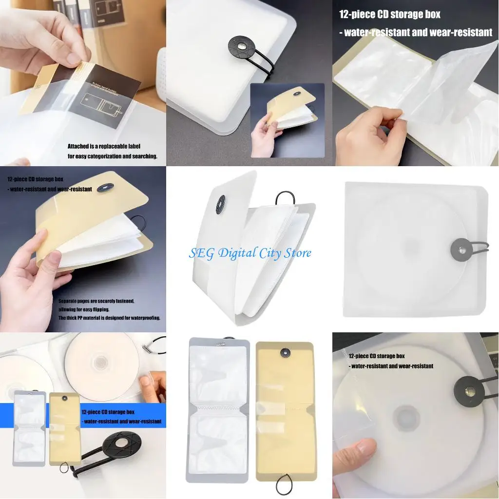 

U75B Dust and Moisture Resistant Disc Holder Storage Case for 12 DVDs PP Construction Compactly Organizers for Safe Keep