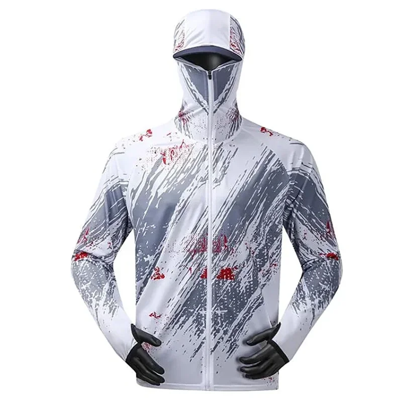 Roupas de pesca de manga comprida masculinas, capuz personalizável Anti-UV, impressão confortável, sublimação, alta qualidade