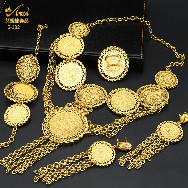 ANIID Set di gioielli con collana di monete africane per le donne Dubai nigeriano festa sposa moda collana girocollo collezione di nozze Set regalo