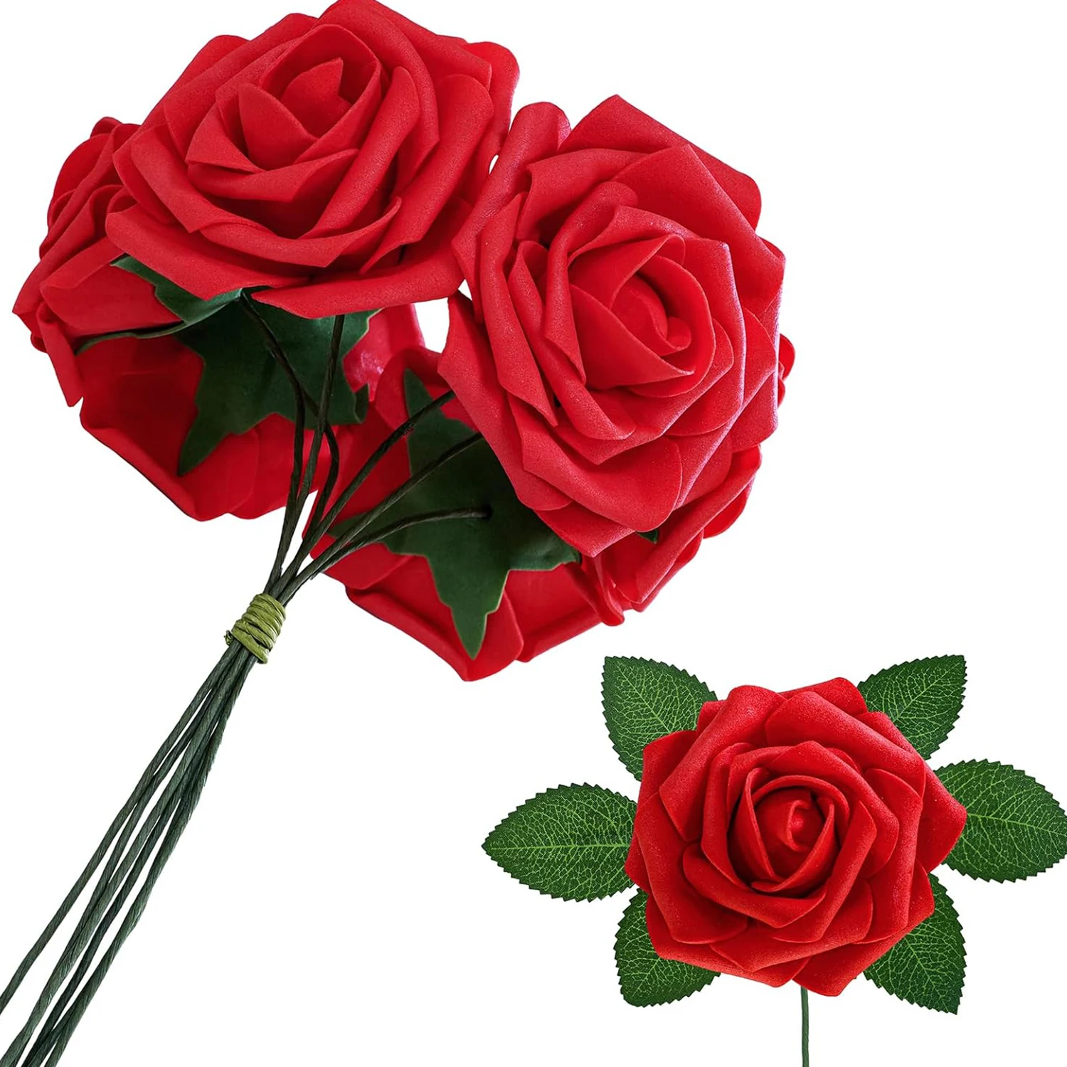 25 Stück Künstliche Blumen aus PE-Schaum, Rosen für Festivals, Hochzeiten, Brautsträuße, Kränze, Heimdekoration, Garten, Tisch, Raumdekoration, Zubehör – Detail 9