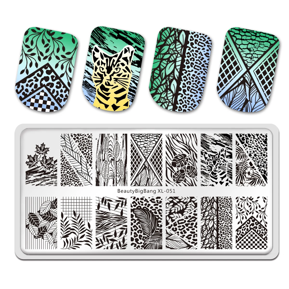 

BeautyBigBang Stamping Plates Animal Leopard Snake Leaves Image Stainless Steel Stencil Nail Art Template