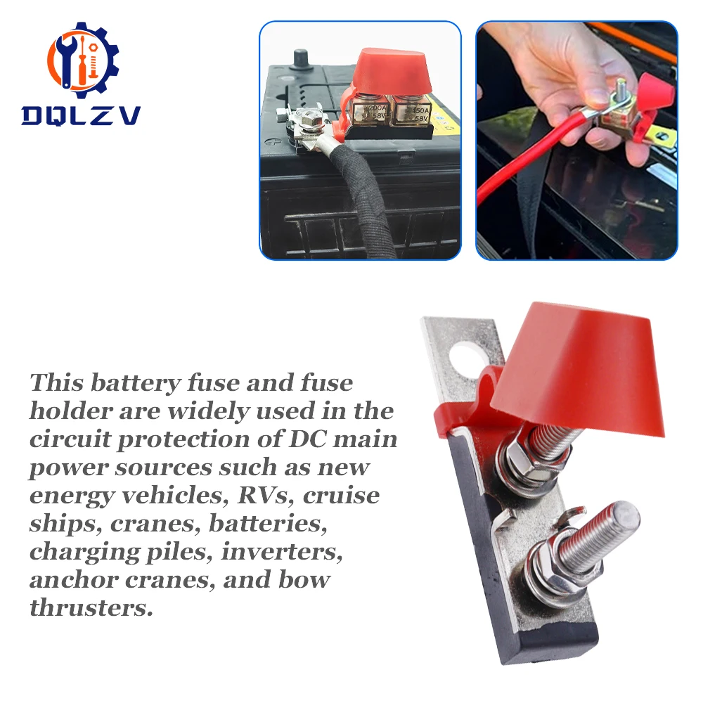 M8 Terminal Mount Fuse Block Kit 30A-300A 58V Ring Fuse Marine Battery Terminal Holder Ignition Protection For Boat Truck RV image 2