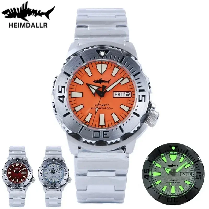 HEIMDALLR Monster V2 Frost Automatic Watch Men NH36A Men\'s Mechanical Sapphire Glass C3 Luminous Waterproof 200M Diving Watc