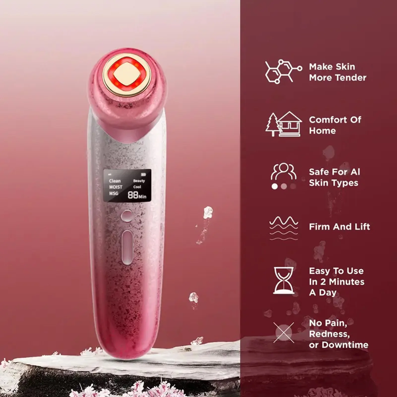 

Facial Massager Face Beauty Device LCD Face Beauty Device Neck Skin Care Facial Massager High Frequency Vibration Women Men Gift