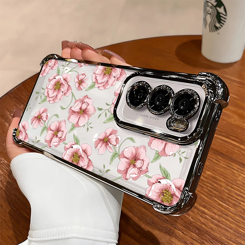 Transparent Phone Case For Infinix Hot 70 60i 4G 5G 60 Pro Plus 50i 40i 30i 11 9 10 Play 10T 10S NFC Flower Print Plating Cover - view 5