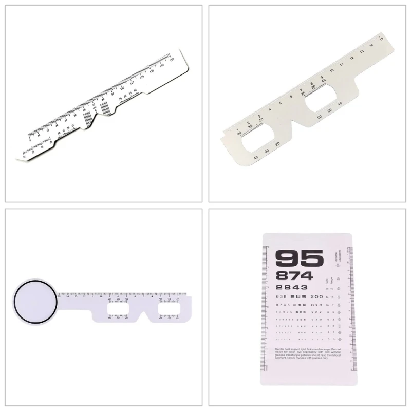 Visual Acuity Exam & PD Measurement Tool Double Side Eye Chart / PD Ruler / Eye Occluder Eye Chart for Test M68E