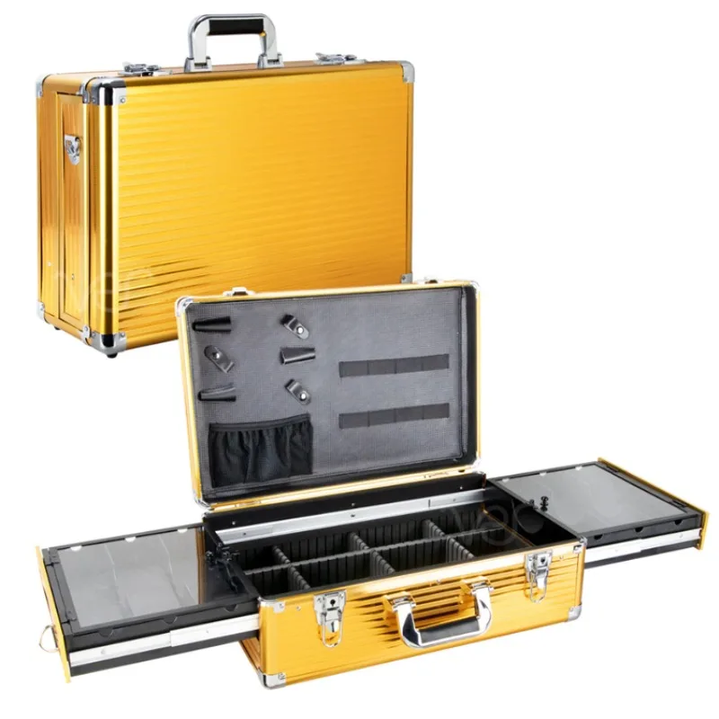 

Barber Carrying Case Professional Hairdressing Cosmetic Box Suitcase For Golden Barber