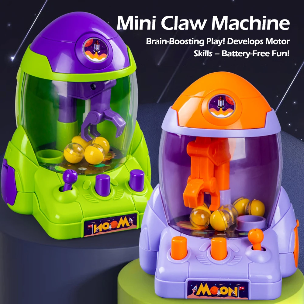 Mini Grúa de Garras para Muñecas, Máquina de Juego Space Rocket Crawler, Pinza para Bolas, Girador de Huevos - Regalo de Halloween/Navidad para Ganar Premios!