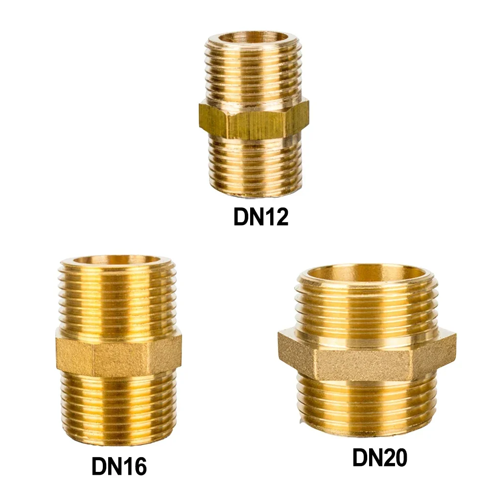 Tubo corrugado de latón con sellado plano Solar de doble pezón DN12-DN20 / 1/2 " - 1" Adaptador de instalación de tubería recta de latón