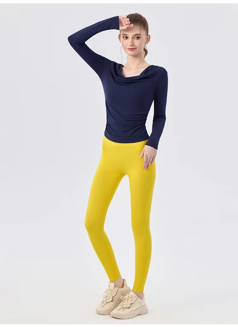Neues Herbst-Langarm-Yoga-Gym-Workout-Oberteil, feminines One-Shoulder-Top, schlanke Sport- und Fitness-Trainingskleidung für Laufen und Pilates – Detail 9