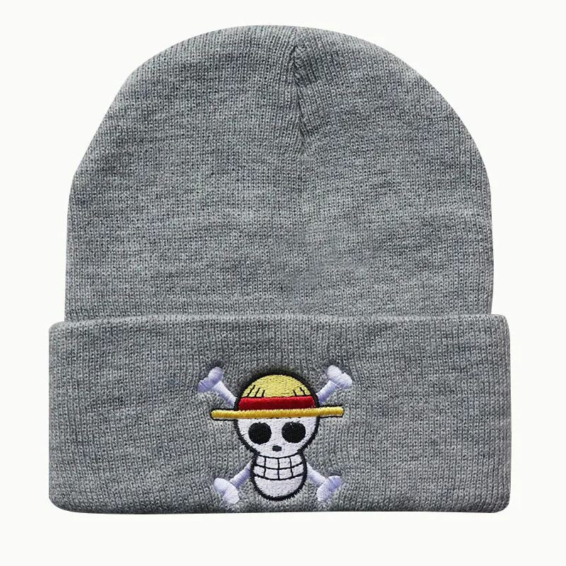 Cute Anime One Pieces Knit Hats Skull Bonnet Printed Hat Fashion Warm Winter Skullies Beanies Caps Cosplay Gift For Boys Girls