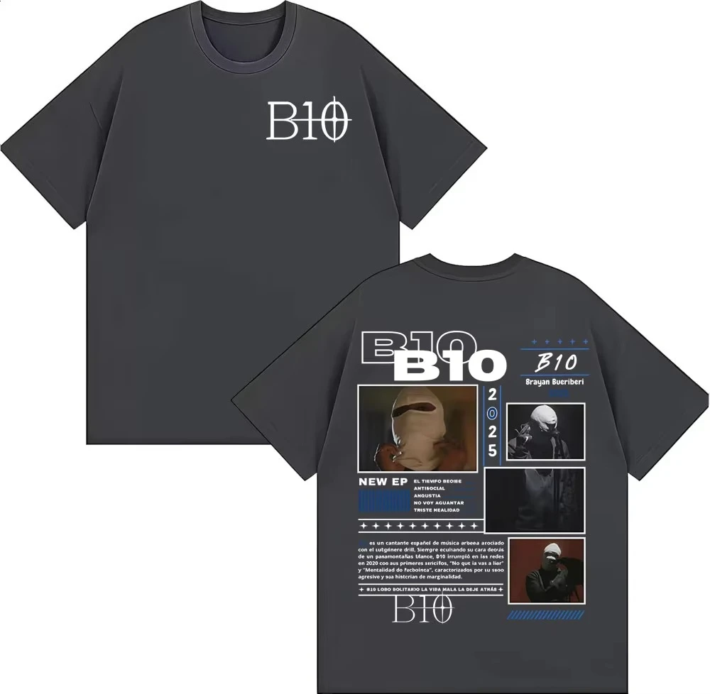 مغني الراب B10 Byayan Bueriberi Tour 2025 تي شيرت الرجال موضة الهيب هوب موسيقى البوب تي شيرت الذكور عالية الجودة القطن المتضخم تي شيرت