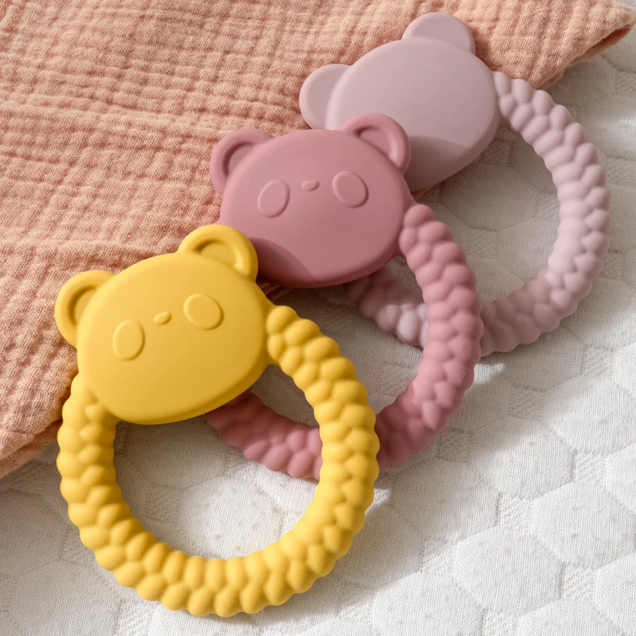 

1PC Silicone Teether Baby Cartoon Bear Teether Toy Kids Teether Ring Gift BPA Free Silicone Infant Goods Kid Teething Toy