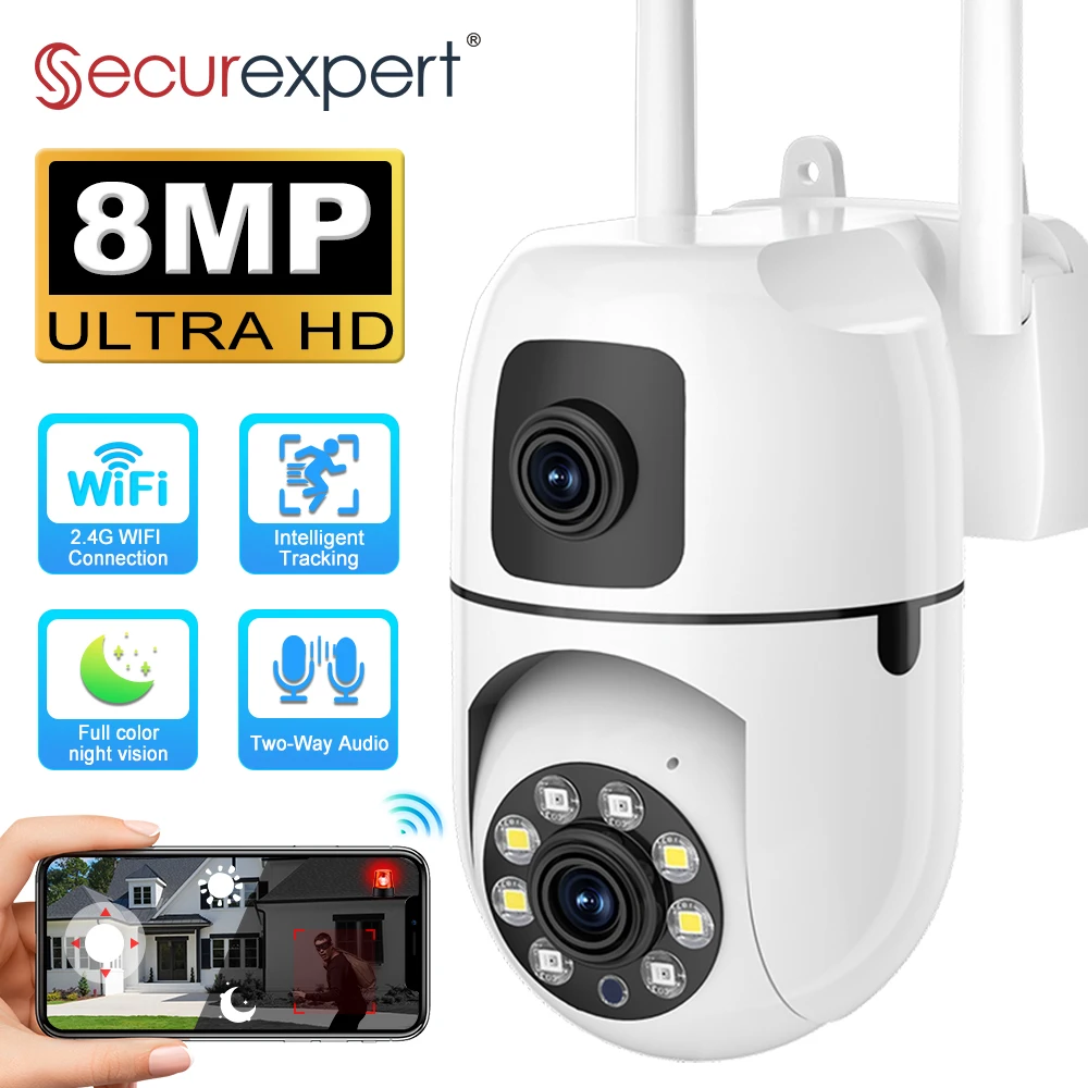 

Dual Lens Dual Screen 4K 8MP WIFI PTZ Camera Outdoor Auto Tracking Security Protection CCTV Surveillance IP Cameras