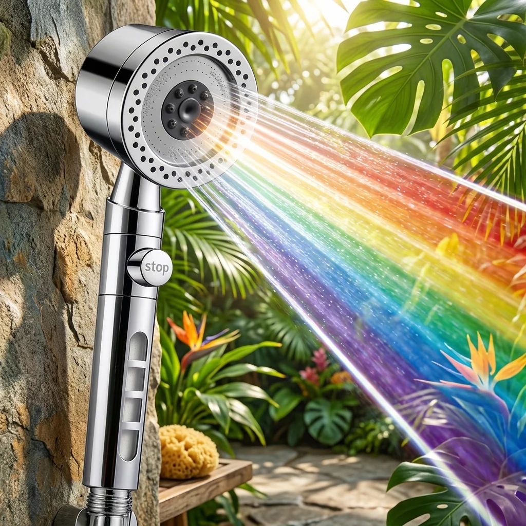5-Mode Adjustable Water Flow Filter Handheld Shower Head, High-Pressure Circular Nozzle, Enhances Bathing Experience