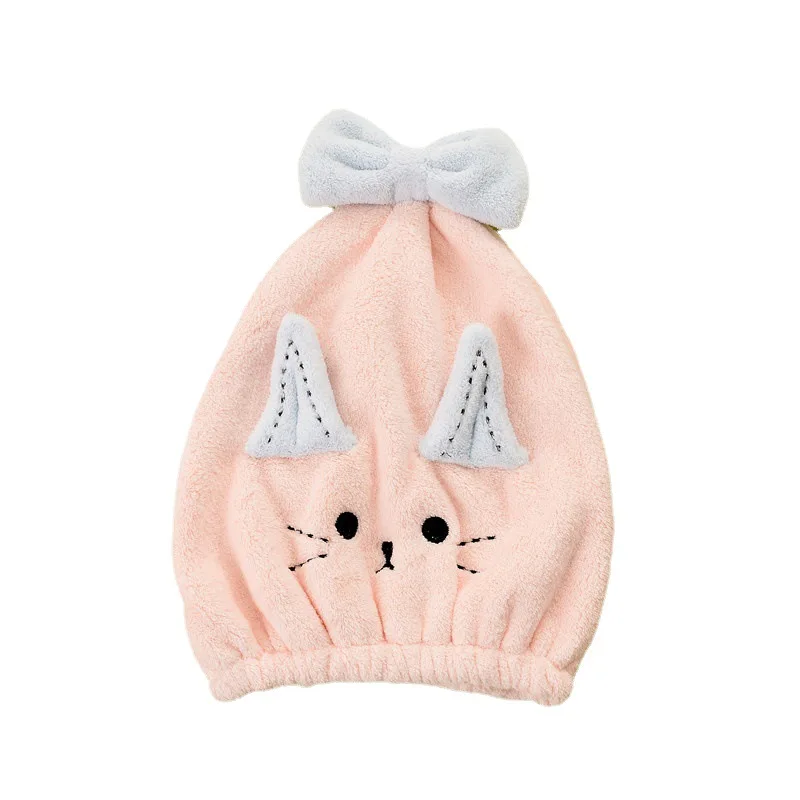 Funny Cat Hair Drying Cap Microfiber Hair Towel Wrap for Women Girl Cute Kitten Kid Hair Turban Quick Dry Bath Hair Drying Towel