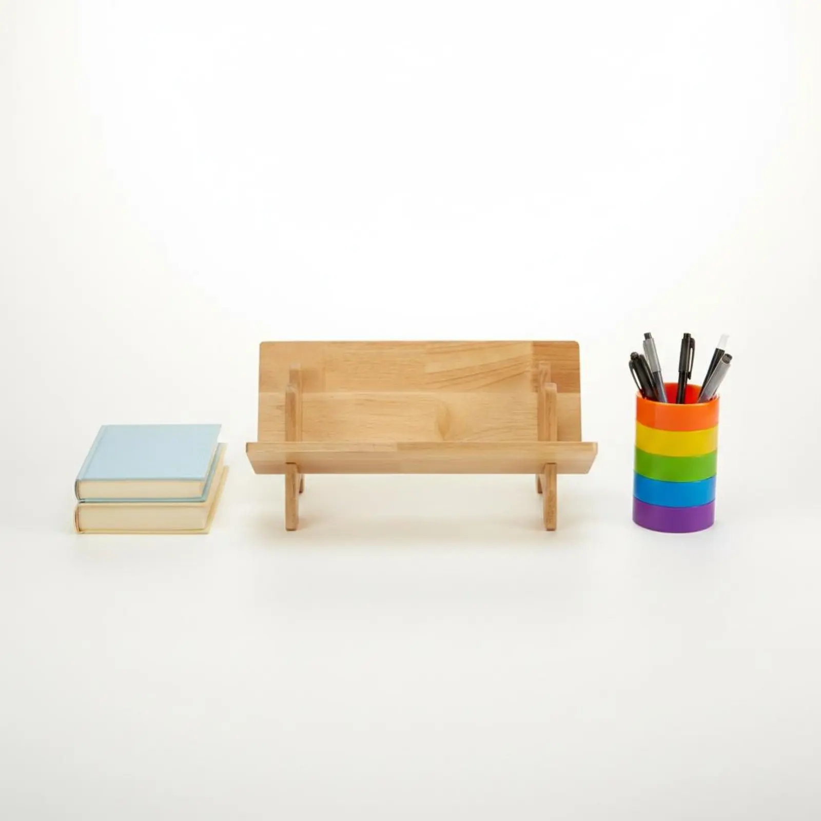 

Desktop Book Organizer No Assembly Needed Desktop Book Rack Desk Shelf Solid Wood Home Storage Eco-Friendly for Children