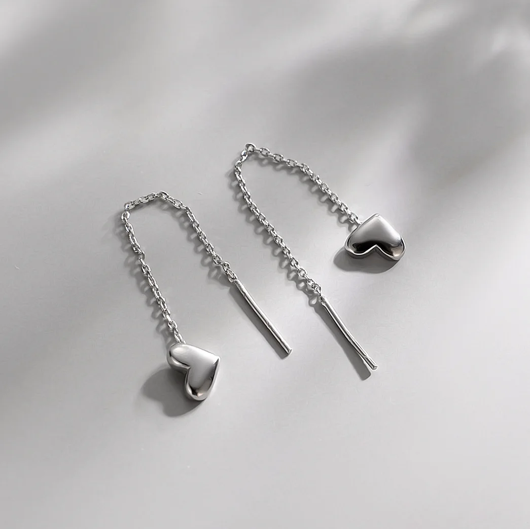 Women's Long Tassel Silver Color Drop Earrings, Elegant Gift