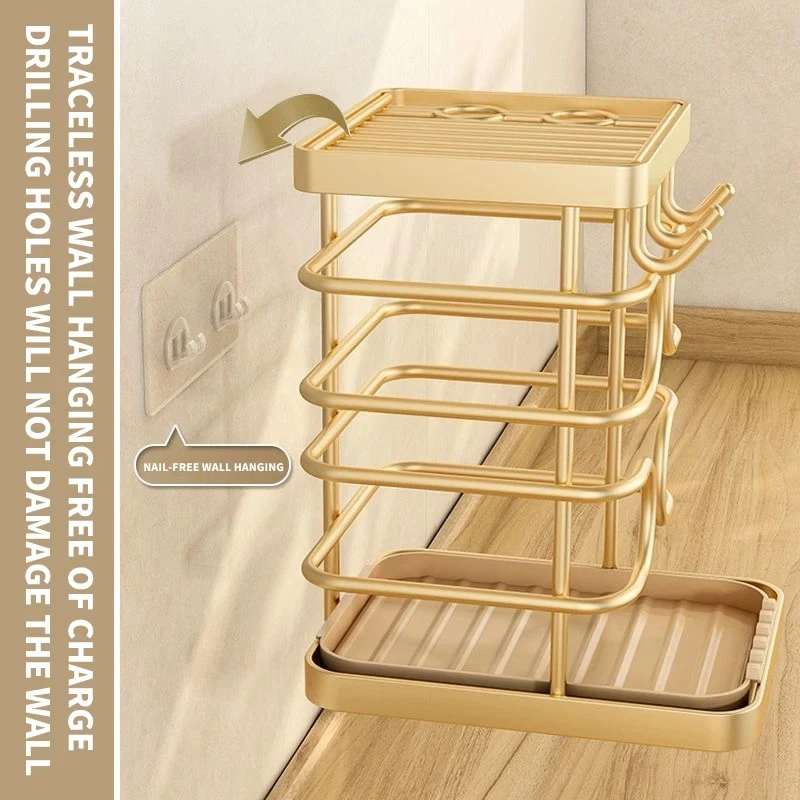 Knife Holder Multi-Function Utensil Stand Knife Block Flatware Drainer Carbon Steel Storage Box Kitchen Countertop Drain Rack