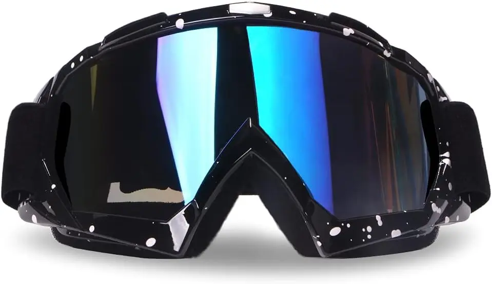 

Windproof ATV Dirt Bike Goggles, Scratch-Resistant Protective Glasses for Racing & Skiing (Black Frame+Color Lens)