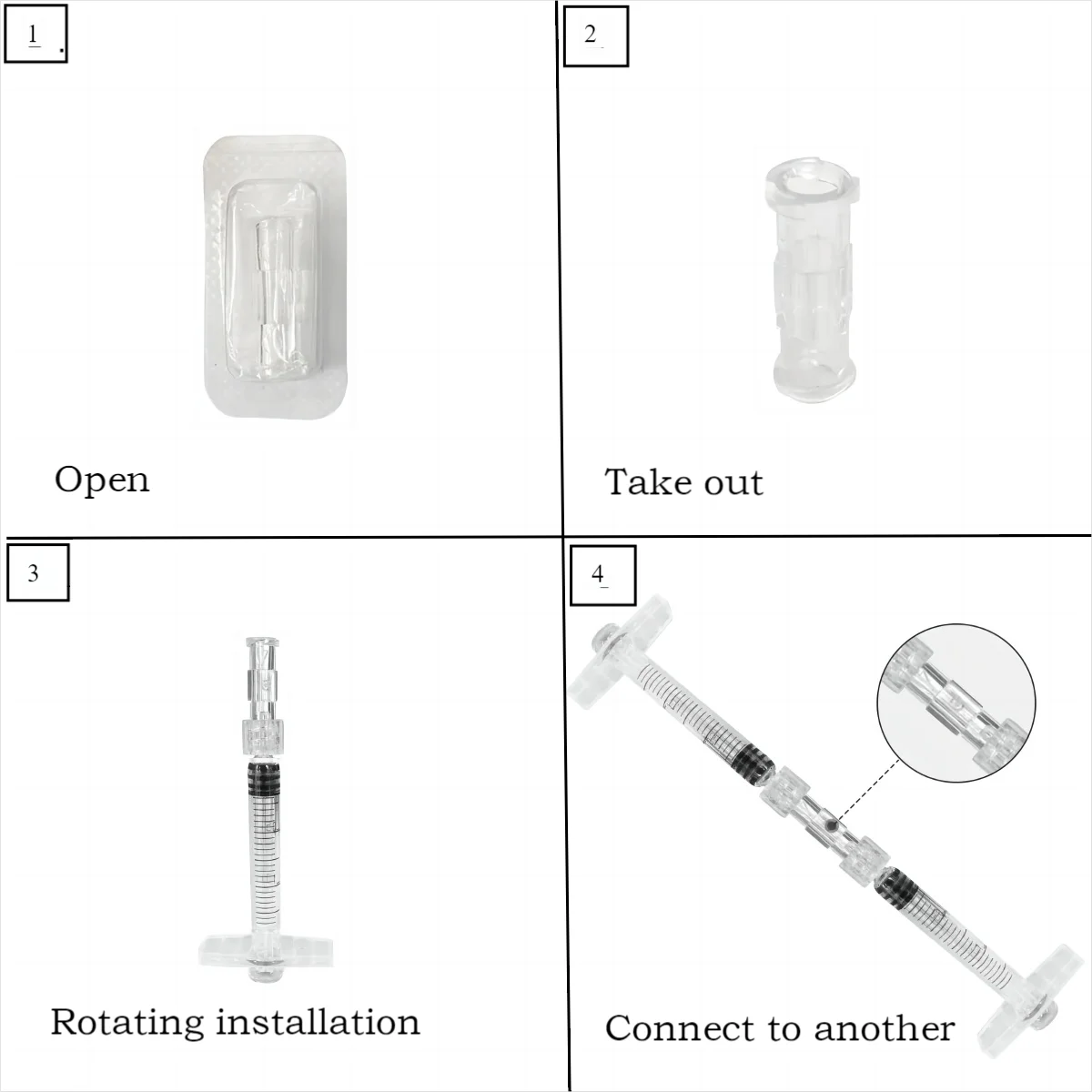 Conector de seringa estéril medicalLuer Conector Coreano Nano Pp Material Transparente