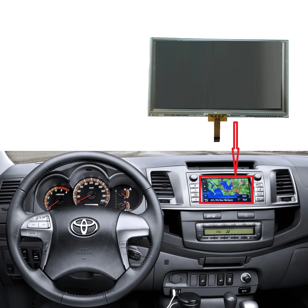 

6.1 inch LCD With Touch panel For TOYOTA HILUX 2013-2015 Navigation 86140-0K411 Display Screen Repair