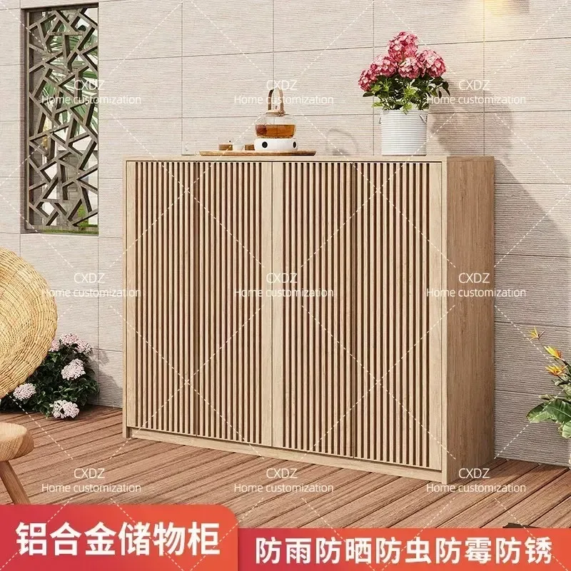 Outdoor Aluminum Alloy Storage Cabinet Garden Courtyard Terrace Locker Large Capacity Customizable Villa Entrance Utility
