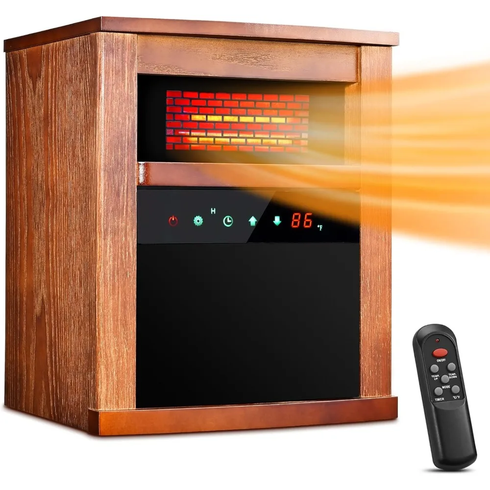 1500W Indoor Remote Control Electric Heater, Adjustable Thermostat, 12H Timer, with Overheating and Overturning Protection