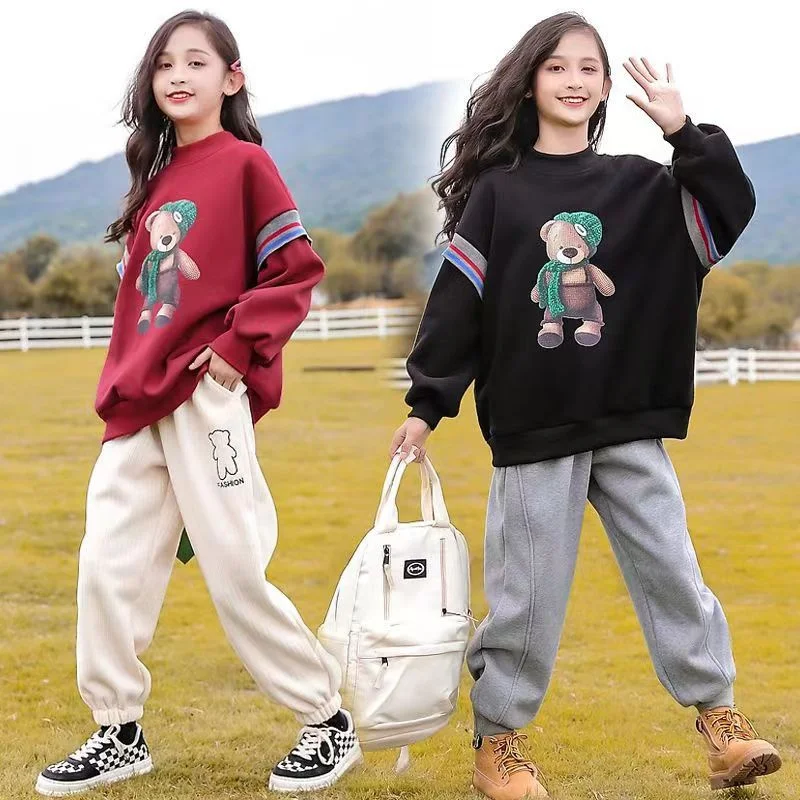

Girls Hoodies Sweatshirts Cotton Tops Overcoat 2024 Cool Spring Autumn Outwear Kids Sport School Children's Clothing