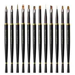 Black Nail Art Brush Gel Brush for Manicure Acrylic UV Gel Extension Pen Fish Nail Polish Painting Drawing Brush Nail Brush