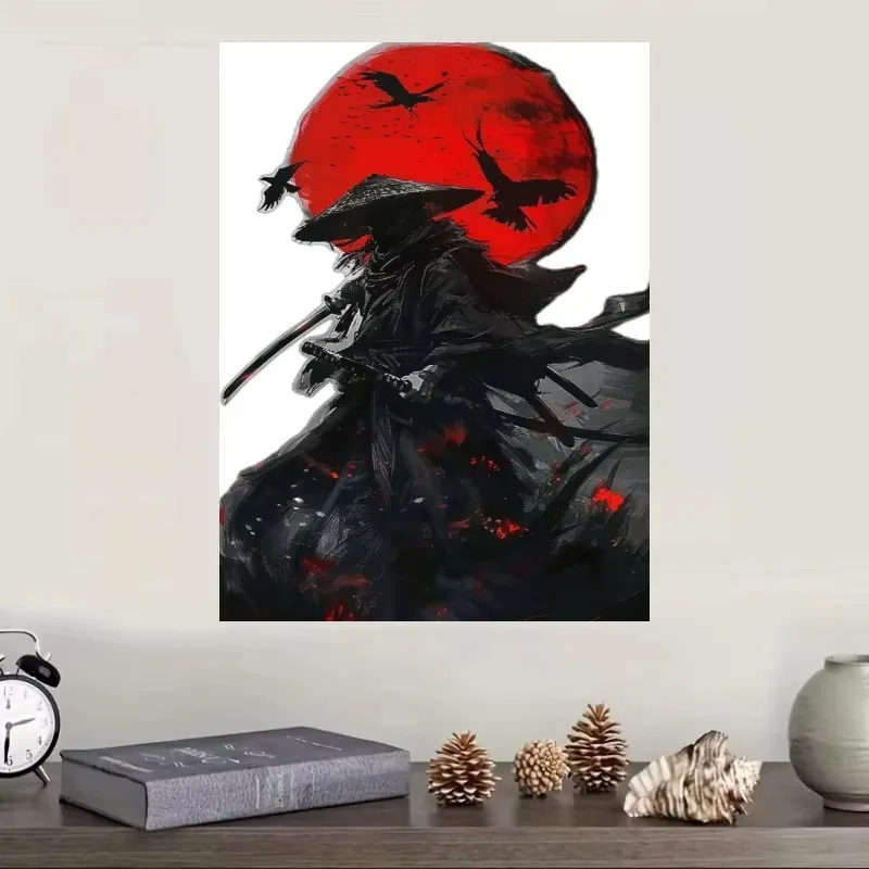 Large Size Jigsaw Puzzle 500/1000/1200/2000 Pcs Samurai Red Moon Crow Portrait Jigsaw Puzzles for Adults Stress Relief Toys Gift