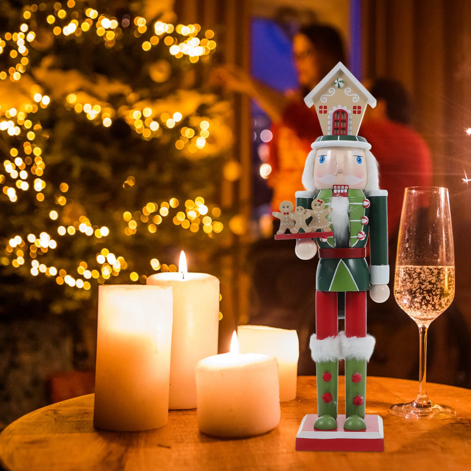 

1pcs Wooden Nutcracker Soldier Handcrafted Christmas Home Decor Holiday Desktop Shelf Ornament Decoration