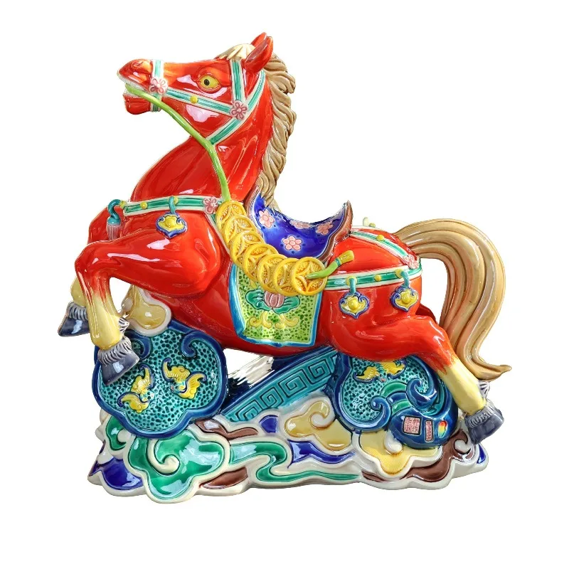 Home Office Business Gift Mid-to-high-end Ceramic Horse Ornament